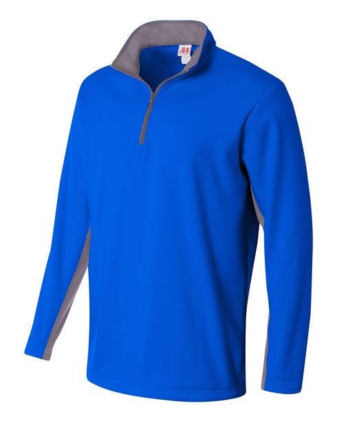 A4 1/4 Zip Color Block Fleece Jacket (N4246), Color 'Royal/Graphite'