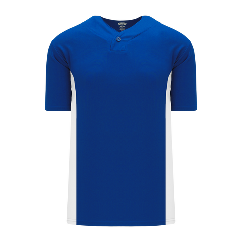 Athletic Knit One Button Pro Placket Performance Baseball Jersey (BA1343), Color '206 Royal/White'