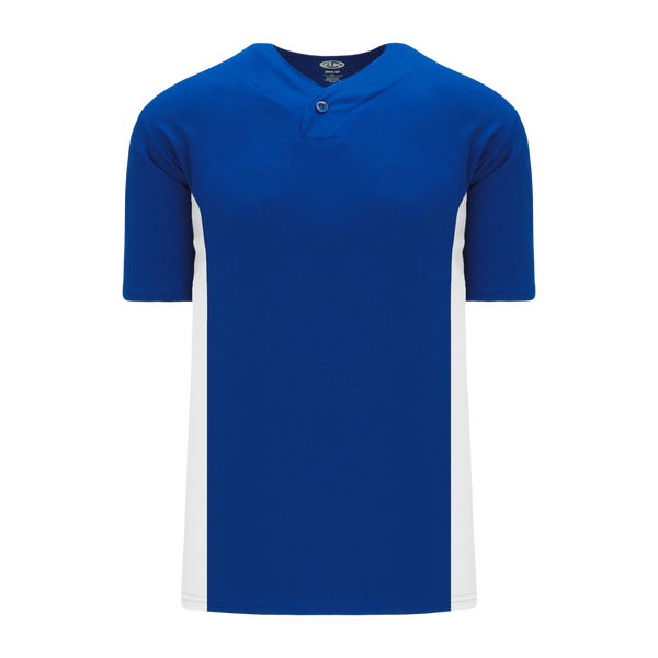 Athletic Knit One Button Pro Placket Performance Baseball Jersey (BA1343), Color '206 Royal/White'
