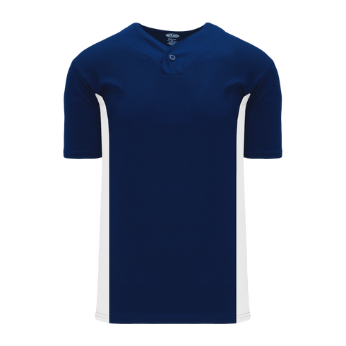 Athletic Knit One Button Pro Placket Performance Baseball Jersey (BA1343), Color '216 Navy/White'