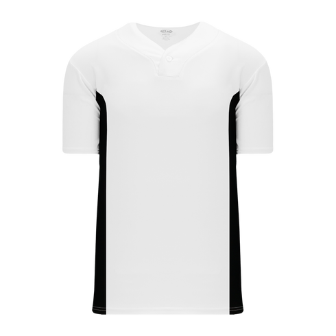 Athletic Knit One Button Pro Placket Performance Baseball Jersey (BA1343), Color '222 White/Black'