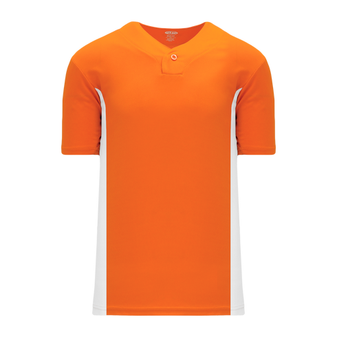 Athletic Knit One Button Pro Placket Performance Baseball Jersey (BA1343), Color '238 Orange/White'