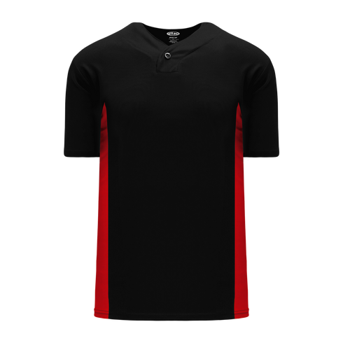 Athletic Knit One Button Pro Placket Performance Baseball Jersey (BA1343), Color '249 Black/Red'