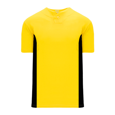 Athletic Knit One Button Pro Placket Performance Baseball Jersey (BA1343), Color '254 Maize/Black'