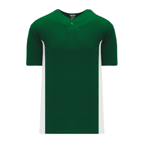 Athletic Knit One Button Pro Placket Performance Baseball Jersey (BA1343), Color '260 Dk Green/White'