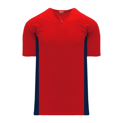Athletic Knit One Button Pro Placket Performance Baseball Jersey (BA1343), Color '268 Red/Navy'