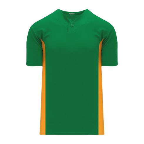 Athletic Knit One Button Pro Placket Performance Baseball Jersey (BA1343), Color '278 Kelly/Gold'