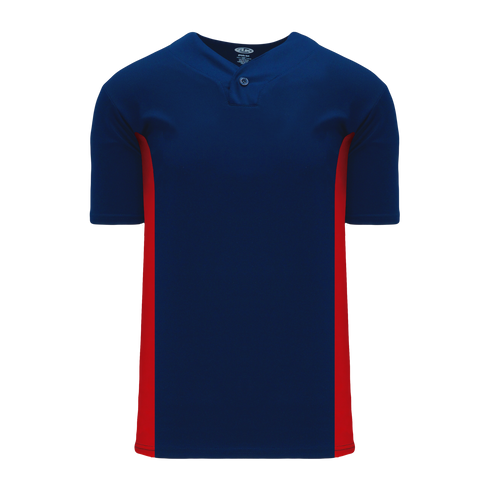 Athletic Knit One Button Pro Placket Performance Baseball Jersey (BA1343), Color '285 Navy/Red'