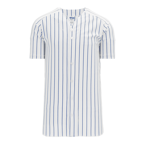 Athletic Knit Full Button Warp Knit Pinstripe Baseball Jersey (BA524)