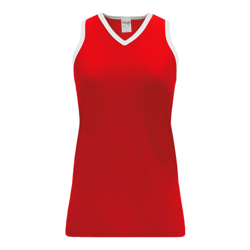 Athletic Knit Ladies Performance Racerback Softball Jersey (BA583), Color '208 Red/White'