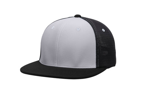 Pacific Headwear Premium M2 Performance Trucker Flexfit® Cap (ES341), Color 'SilverBlackBlack'