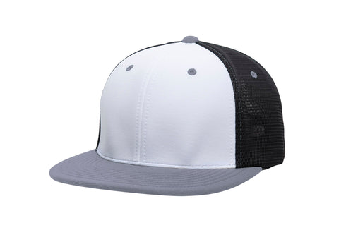 Pacific Headwear Premium M2 Performance Trucker Flexfit® Cap (ES341), Color 'WhiteBlackGraphite'