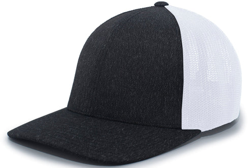Pacific Headwear Heather Trucker Flexfit® Cap (P405), Color 'GreyHeatherBlack'