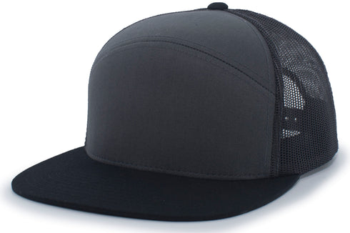 Pacific Headwear 6-Panel Arch Trucker Snapback Cap (P787), Color 'CharcoalBlack'