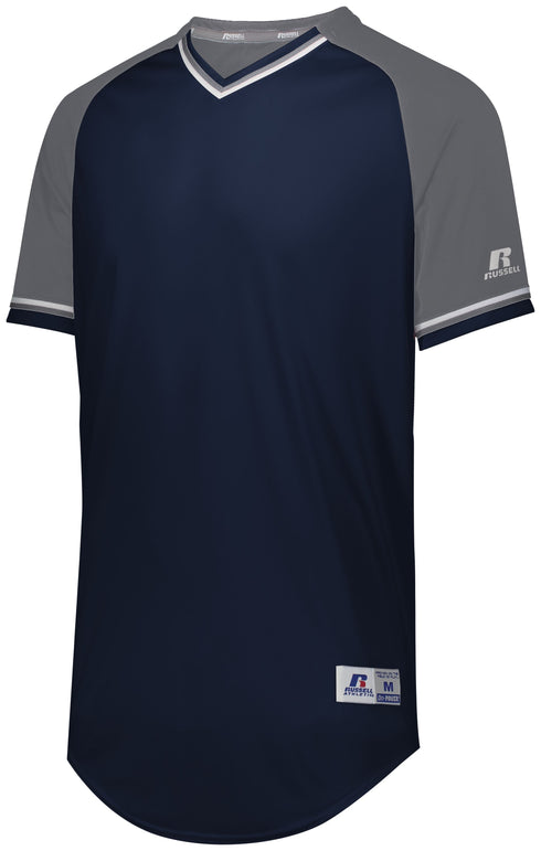 Russell Athletic Youth Classic V-Neck Jersey (R01X3B), Color 'Navy/SteelWhite'