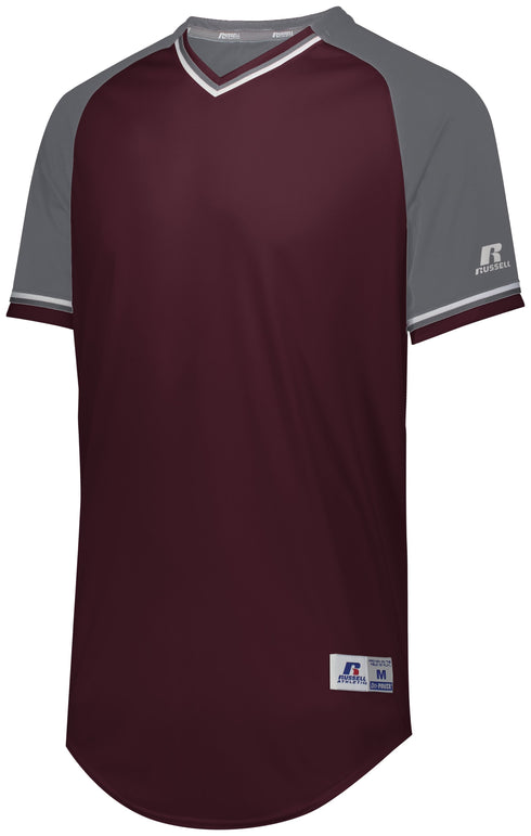 Russell Athletic Youth Classic V-Neck Jersey (R01X3B), Color 'Maroon/SteelWhite'