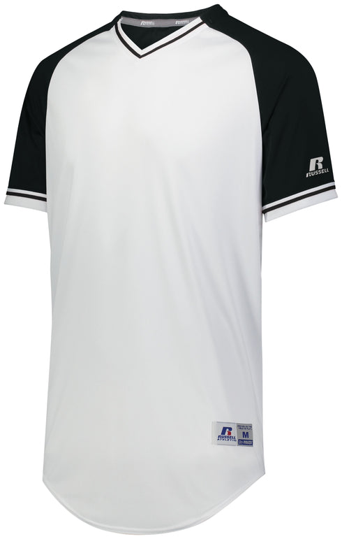 Russell Athletic Youth Classic V-Neck Jersey (R01X3B), Color 'White/Black/White'