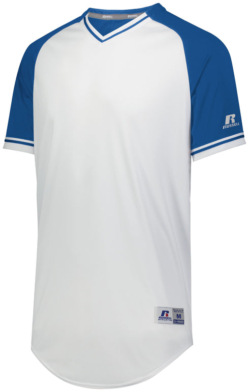 Russell Athletic Classic V-Neck Jersey (R01X3M), Color 'White/Royal/White'