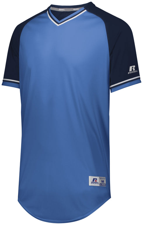 Russell Athletic Classic V-Neck Jersey (R01X3M), Color 'Columbia Blue/Navy/White'