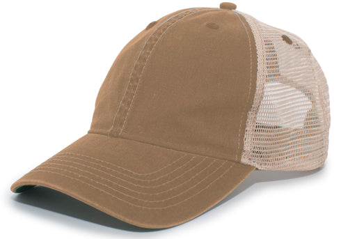 Pacific Headwear Vintage "Dirty" Trucker Snapback Cap (V37), Color 'BrownTanBrown'