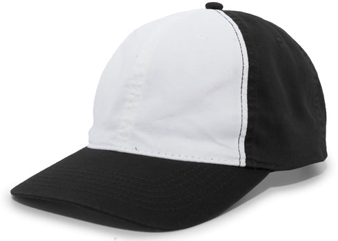 Pacific Headwear Vintage Buckle Strap Adjustable Cap (V57), Color 'WhiteBlackBlack'