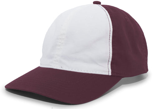 Pacific Headwear Vintage Buckle Strap Adjustable Cap (V57), Color 'WhiteMaroonMaroon'