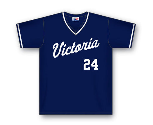 Athletic Knit Custom Made V-Neck Softball Jersey with Self-Fabric Neck and Sleeve Trim (SB542)