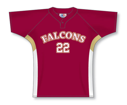 Athletic Knit Custom Made One Button Softball Jersey with Two-Color Side Inserts (SB553)