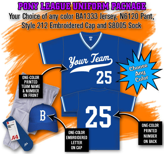 Athletic Knit Pony League Softball Uniform Package (SBPAK4)
