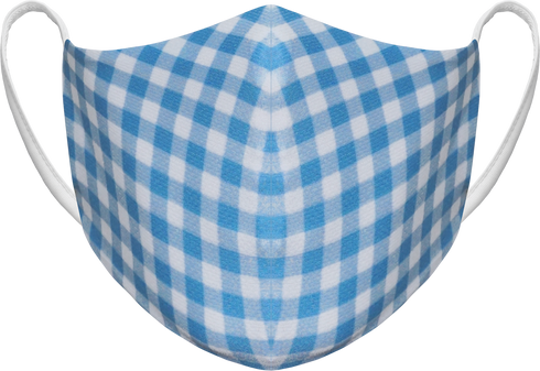 Athletic Knit Reusable Sublimated Fabric Face Mask (AKFM-1108), Color 'Blue And White Gingham'