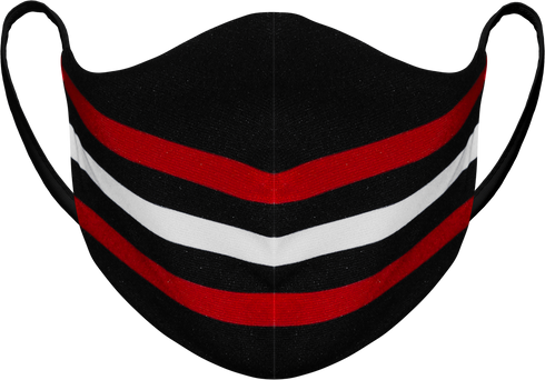 Athletic Knit Reusable Sublimated Fabric Face Mask (AKFM-1128), Color 'Chicago Black Hockey Stripes'