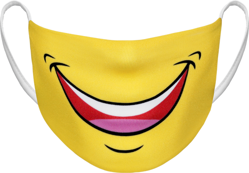 Athletic Knit Reusable Sublimated Fabric Face Mask (AKFM-1136), Color 'Smile!'