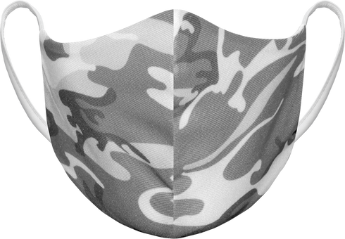 Athletic Knit Reusable Sublimated Fabric Face Mask (AKFM-1111), Color 'Grey Camo'