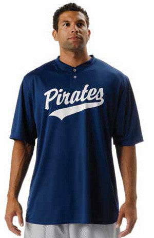 A4 Two-Button Polyester Interlock Tek Softball Henley (SBN3143)