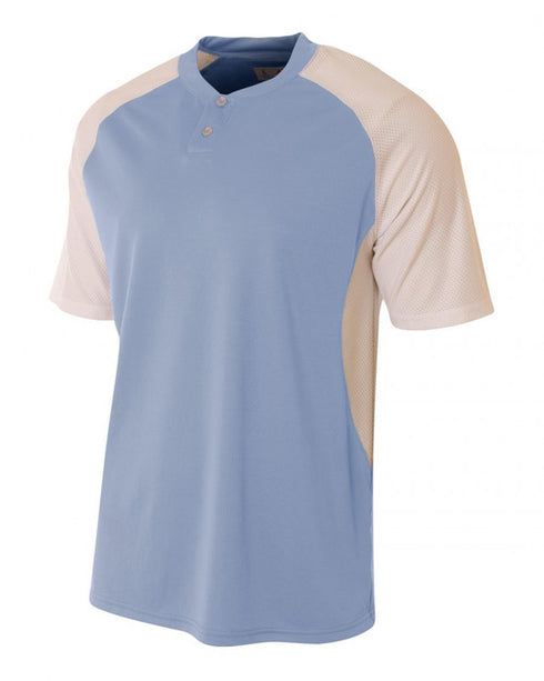 A4 Two-Button Henley with Contrast Stretch Mesh (N3315)