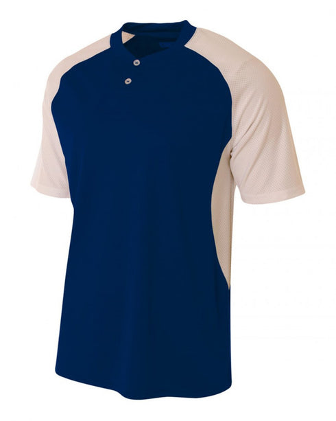 A4 Two-Button Henley with Contrast Stretch Mesh (N3315)
