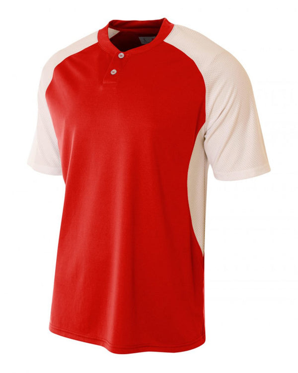 A4 Two-Button Henley with Contrast Stretch Mesh (N3315)