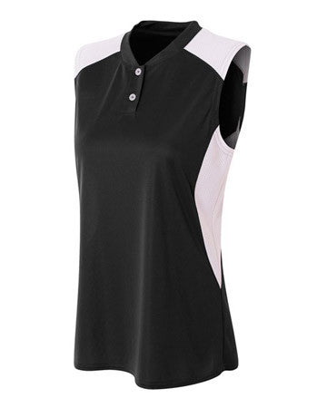 A4 Sleeveless Girls Lacrosse Henley with Stretch Inserts (NW3318L)