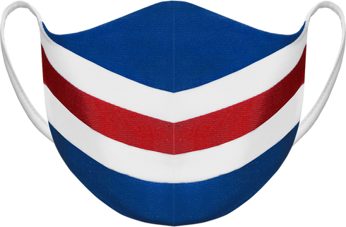 Athletic Knit Reusable Sublimated Fabric Face Mask (AKFM-1126), Color 'NYR Royal Hockey Stripes'