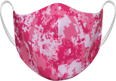 Athletic Knit Reusable Sublimated Fabric Face Mask (AKFM-1112), Color 'Pink Camo'