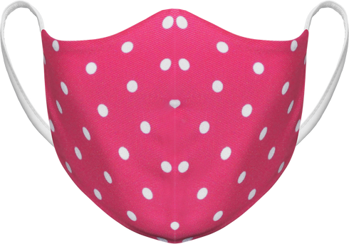 Athletic Knit Reusable Sublimated Fabric Face Mask (AKFM-1106), Color 'Pink With White Polka Dots'