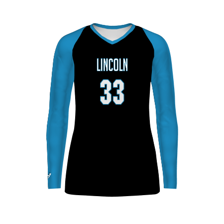 High Five Girls Freestyle Sublimated Long Sleeve Volleyball Jersey (228459), Color 'All-Over Pattern'