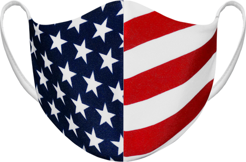 Athletic Knit Reusable Sublimated Fabric Face Mask (AKFM-1120), Color 'Stars And Stripes'