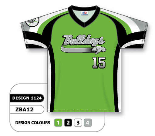Athletic Knit Custom Sublimated V-Neck Softball Jersey Design 1124 (ZSB12-1124)