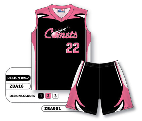 Athletic Knit Custom Sublimated Ladies Sleeveless V-Neck Softball Uniform Set Design 0917 (ZBA16S-0917)