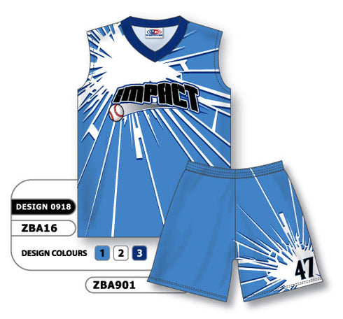 Athletic Knit Custom Sublimated Ladies Sleeveless V-Neck Softball Uniform Set Design 0918 (ZBA16S-0918)
