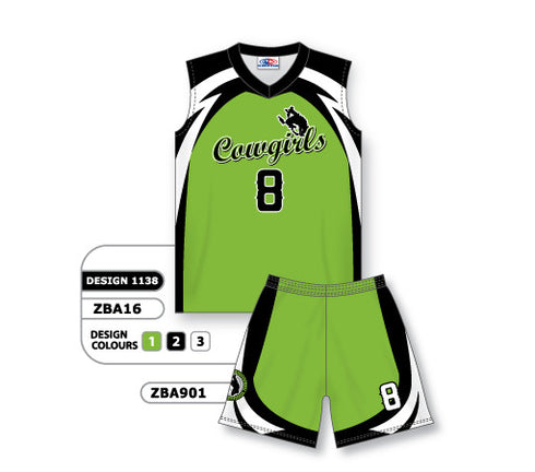 Athletic Knit Custom Sublimated Ladies Sleeveless V-Neck Softball Uniform Set Design 1138 (ZBA16S-1138)