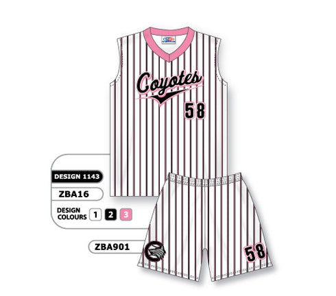 Athletic Knit Custom Sublimated Ladies Sleeveless V-Neck Softball Uniform Set Design 1143 (ZBA16S-1143)