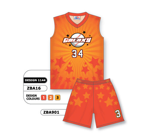 Athletic Knit Custom Sublimated Ladies Sleeveless V-Neck Softball Uniform Set Design 1144 (ZBA16S-1144)