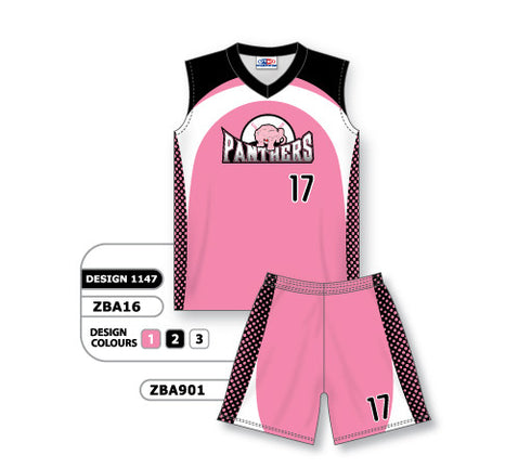 Athletic Knit Custom Sublimated Ladies Sleeveless V-Neck Softball Uniform Set Design 1147 (ZBA16S-1147)